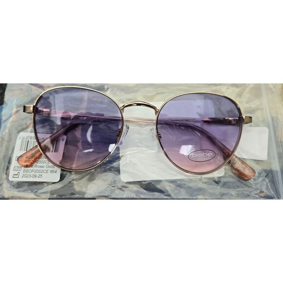 Bebe Bbop Sunglasses - rose gold, BEBE Round Sunglasses. - Picture 4 of 10